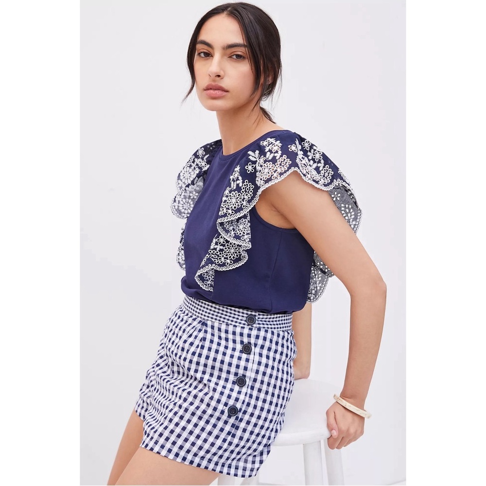 Anthropologie Maeve Ruffled Eyelet Top NWT Size XL